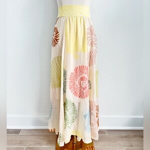 HER DESTINY Coastal Seashell Print Bow Tie Maxi Skirt Women’s Size Small   SOLD